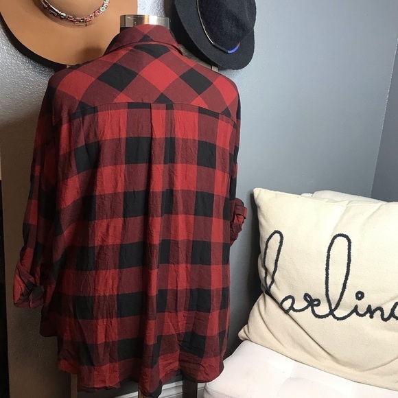 NWT Torrid brown and black checkered button front blouse size 3X - Picture 3 of 4